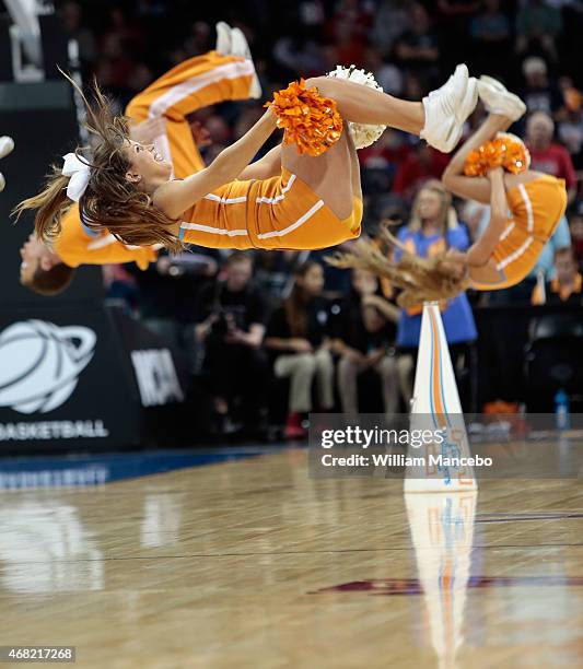 Cheerleaders for the Tennessee Lady Vols perform during the game against the Gonzaga Bulldogs in the third round of the 2015 NCAA Division I Women's...