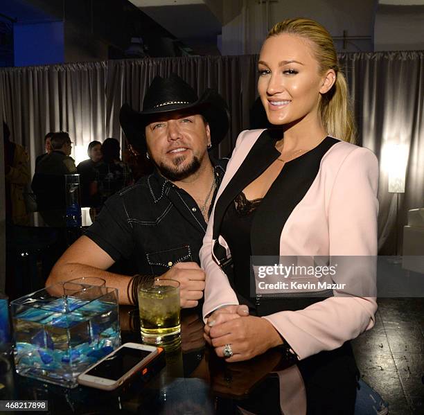 Jason Aldean and Brittany Kerr attend the Tidal launch event #TIDALforALL at Skylight at Moynihan Station on March 30, 2015 in New York City.