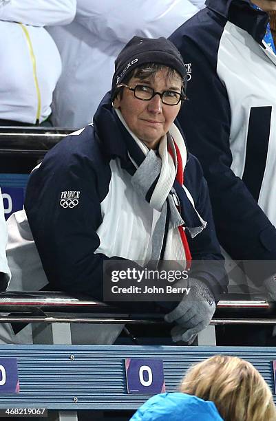 French Minister of Sports Valerie Fourneyron attends the Biathlon Women's 7.5 km Sprint during day two of the Sochi 2014 Winter Olympics at Laura...