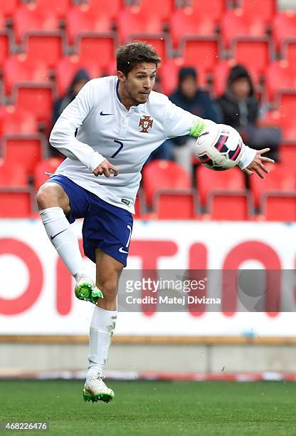 Ruben Pinto of Portugal in action during the international friendly match between U21 Czech Republic and U21 Portugal at Eden Stadium on March 31,...