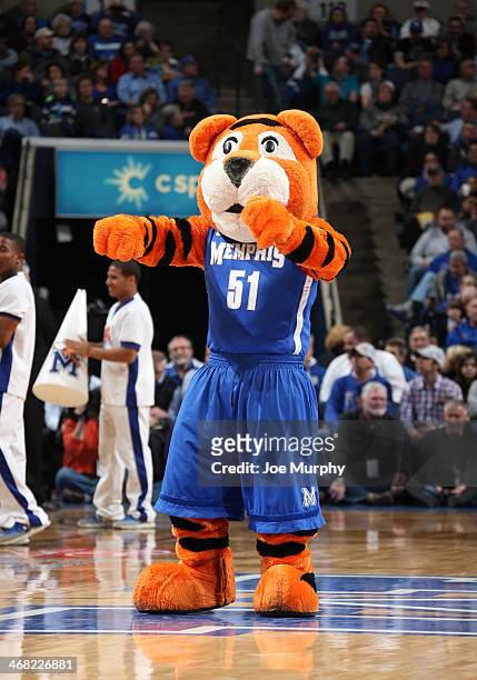 Pouncer, mascot of the Memphis Tigers dances during a timeout News  Photo - Getty Images
