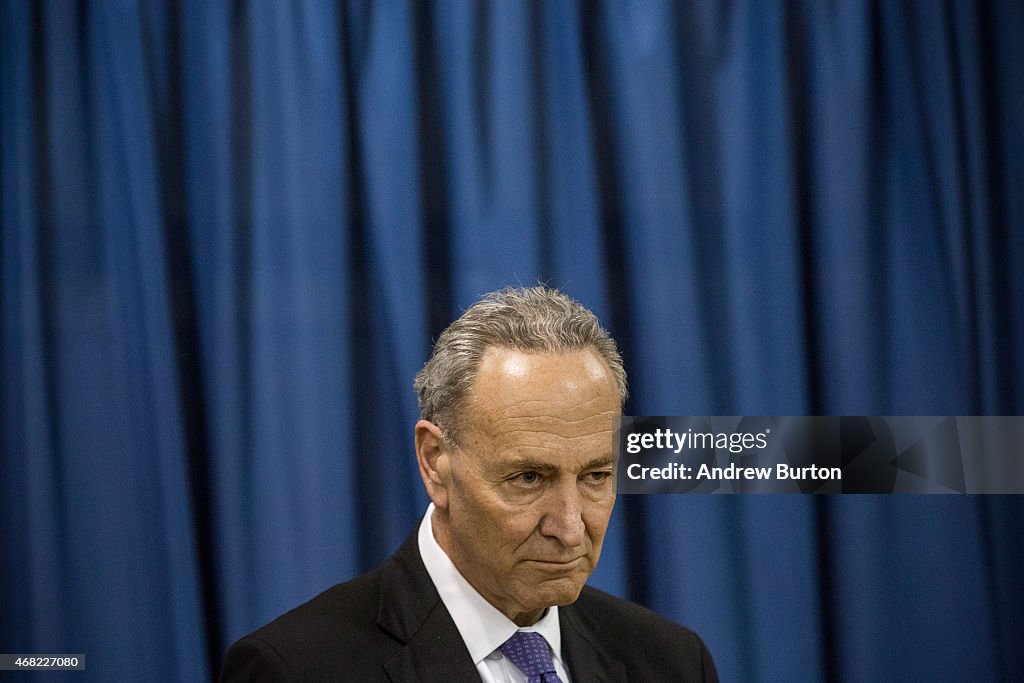 Chuck Schumer Joins NYC Mayor De Blasio For Press Conference In Brooklyn