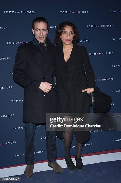 Anthony Delon and Jina Djemba attend theTommy Hilfiger Boutique Opening At Boulevard Capucines In Paris on March 31, 2015 in Paris, France.