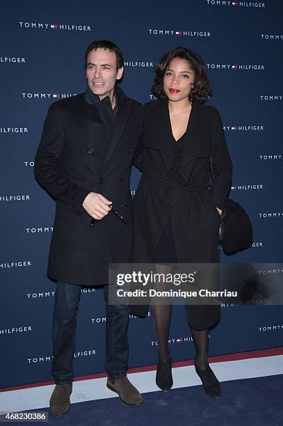 Anthony Delon and Jina Djemba attend theTommy Hilfiger Boutique Opening At Boulevard Capucines In Paris on March 31, 2015 in Paris, France.