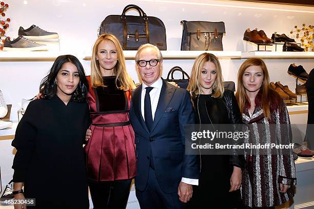 Leila Bekhti, Tommy Hilfiger with wife Dee, Ludivine Sagnier and Josephine de la Baume attend the Tommy Hilfiger Boutique Opening at Boulevard...