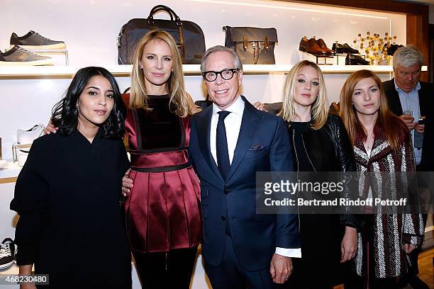 Leila Bekhti, Tommy Hilfiger with wife Dee, Ludivine Sagnier and Josephine de la Baume attend the Tommy Hilfiger Boutique Opening at Boulevard...