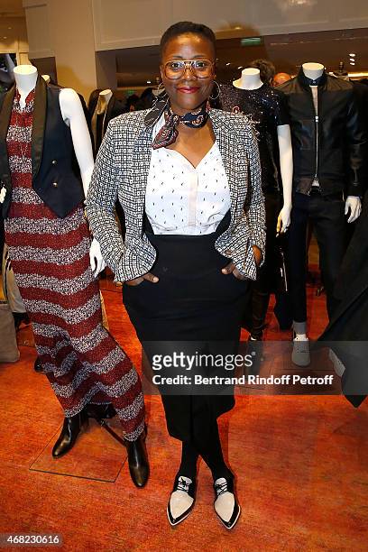 Journalist Aline Afanoukoe attends the Tommy Hilfiger Boutique Opening at Boulevard Capucines on March 31, 2015 in Paris, France.