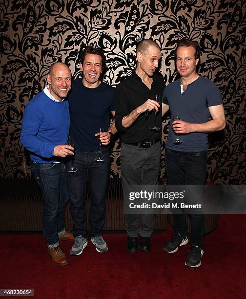 Matt Bardock, Julian Ovenden, Richard Cant and Geoffrey Streatfeild attend the "My Night With Reg" 21st Birthday Gala at The Apollo Theatre on March...