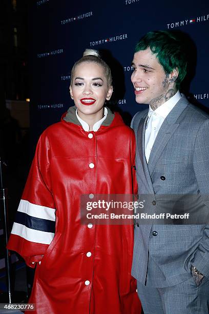Richard Hilfiger and Singer Rita Ora attend the Tommy Hilfiger Boutique Opening at Boulevard Capucines on March 31, 2015 in Paris, France.