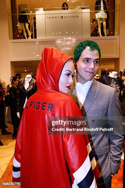 Richard Hilfiger and Singer Rita Ora attend the Tommy Hilfiger Boutique Opening at Boulevard Capucines on March 31, 2015 in Paris, France.