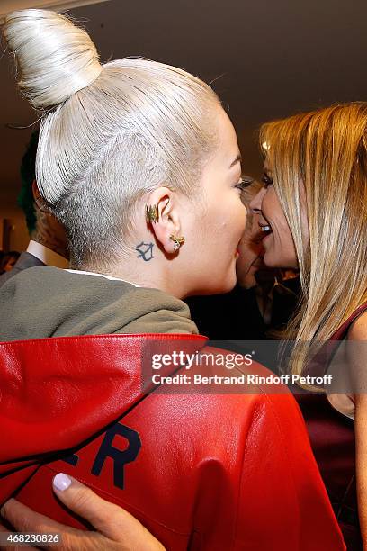 Singer Rita Ora and Dee Hilfiger attend the Tommy Hilfiger Boutique Opening at Boulevard Capucines on March 31, 2015 in Paris, France.