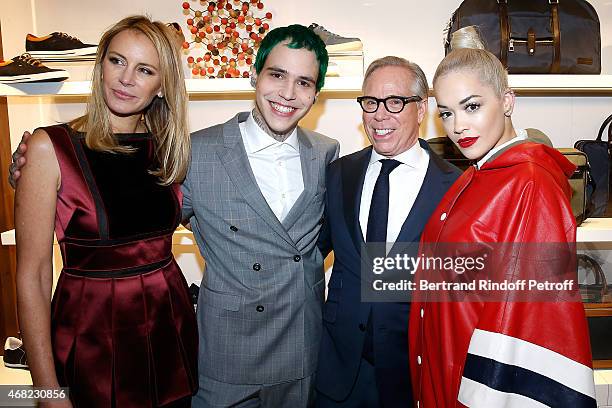 Richard Hilfiger , Singer Rita Ora and his Parents Tommy Hilfiger and Dee Hilfiger attend the Tommy Hilfiger Boutique Opening at Boulevard Capucines...