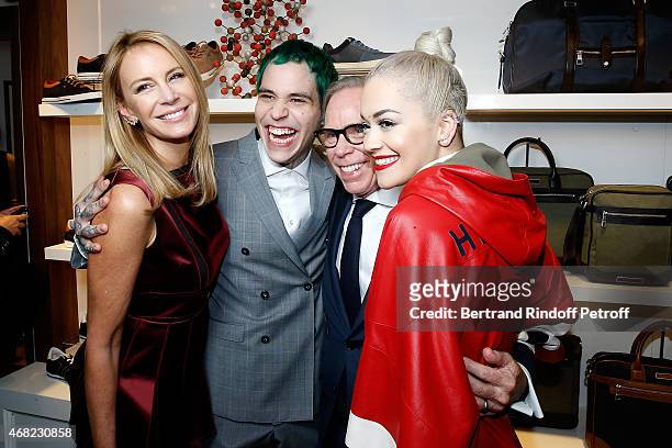 Richard Hilfiger , Singer Rita Ora and his Parents Tommy Hilfiger and Dee Hilfiger attend the Tommy Hilfiger Boutique Opening at Boulevard Capucines...