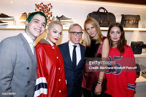 Richard Hilfiger , his Parents Tommy Hilfiger and Dee Hilfiger , Singer Rita Ora and Model marie-Ange Casta attend the Tommy Hilfiger Boutique...