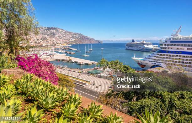 cruise ships in funchal, madeira - funchal bay bildbanksfoton och bilder