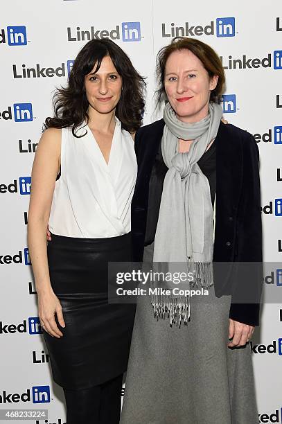 Lillian LaSalle and Donna Graham attend LinkedIn Discussion Series: Executive Editor Dan Roth Interviews The Daily Show's Aasif Mandvi at LinkedIn NY...