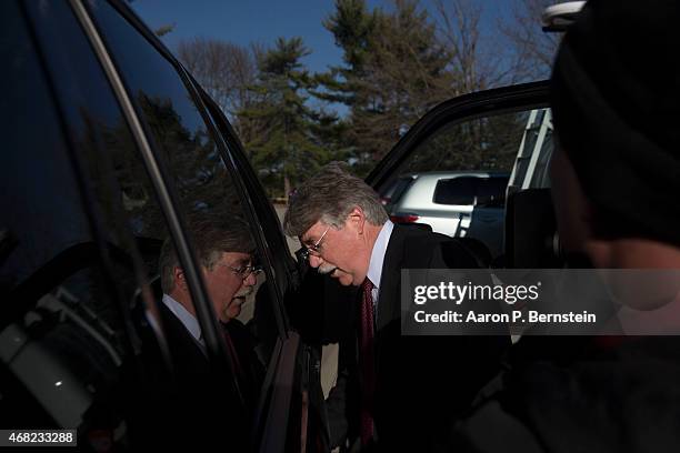 March 31: Indiana Attorney General Greg Zoeller speaks to the media as he leaves a demonstration at Karst Farm Park on March 31, 2015 in Bloomington,...