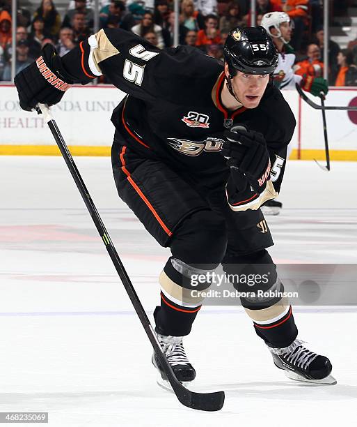 Bryan Allen of the Anaheim Ducks skates during the game against the Minnesota Wild on January 28, 2014 at Honda Center in Anaheim, California.