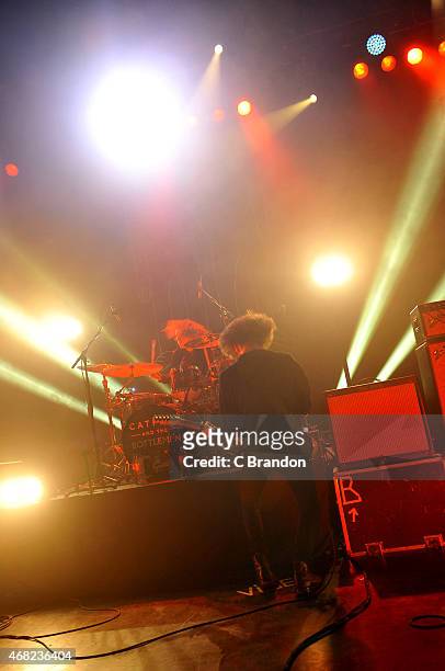 Van McCann and Bob Hall of Catfish And The Bottlemen perform on stage at O2 Shepherd's Bush Empire on March 31, 2015 in London, United Kingdom.