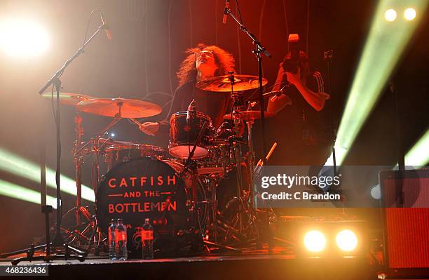 Bob Hall of Catfish And The Bottlemen performs on stage at O2 Shepherd's Bush Empire on March 31, 2015 in London, United Kingdom.