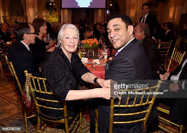 Actress Jane Alexander and actor Harry Lennix attend The 2015 National Audubon Society Gala Dinner at The Plaza Hotel on March 31, 2015 in New York...