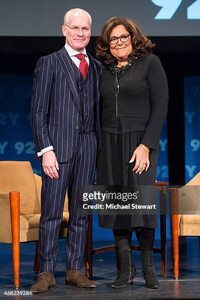 Personality Tim Gunn and Fern Mallis attend 92nd Street Y Presents: An Evening With Tim Gunn And Fern Mallis at 92nd Street Y on March 31, 2015 in...