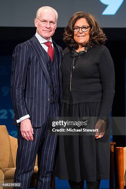 Personality Tim Gunn and Fern Mallis attend 92nd Street Y Presents: An Evening With Tim Gunn And Fern Mallis at 92nd Street Y on March 31, 2015 in...