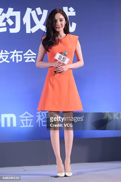 Actress Yang Mi attends KingGdom activity on March 31, 2015 in Beijing, China.