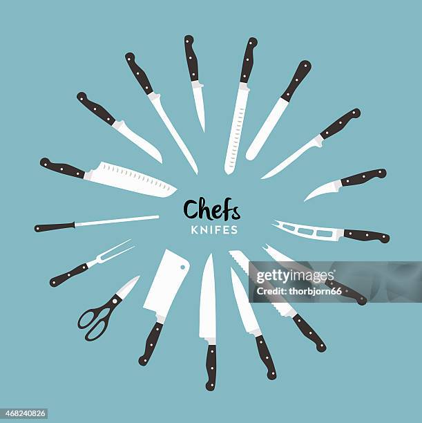 chefs kitchen knifes - cheese knife stock illustrations