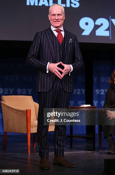 Media personality and Fashion consultant Tim Gunn attends the 92nd Street Y Presents: An Evening With Tim Gunn And Fern Mallis at 92nd Street Y on...