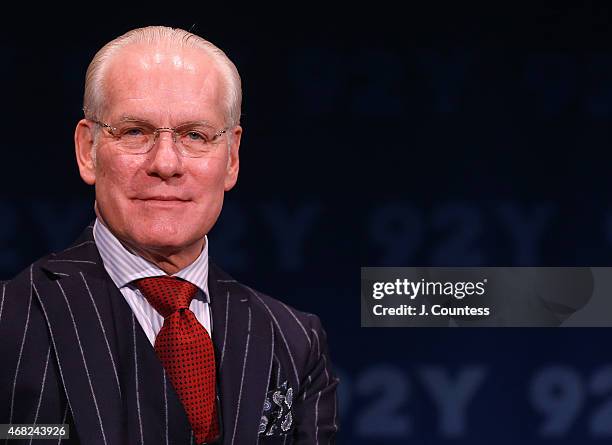 Media personality and Fashion consultant Tim Gunn attends the 92nd Street Y Presents: An Evening With Tim Gunn And Fern Mallis at 92nd Street Y on...