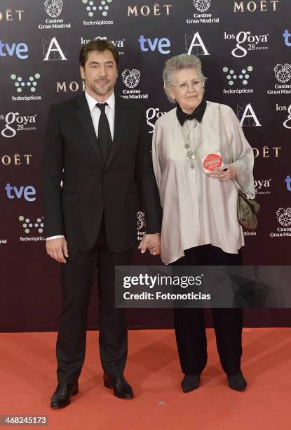 Javier Bardem and Pilar Bardem attend Goya Cinema Awards 2014 at Centro de Congresos Principe Felipe on February 9, 2014 in Madrid, Spain.