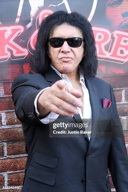 Musician Gene Simmons attends the Book Release Party for 'Gene Simmons Is A Powerful And Attractive Man And Other Irrefutable Facts' at Rock & Brews...