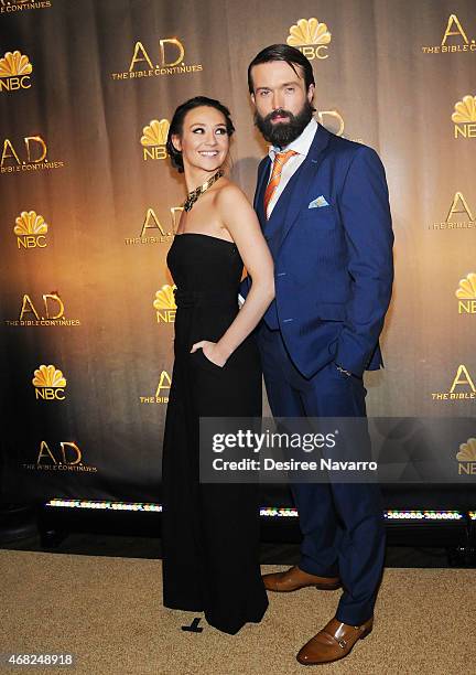 Actors Claire Cooper and Emmett Scanlan attend "A.D. The Bible Continues" New York Premiere Reception at The Highline Hotel on March 31, 2015 in New...