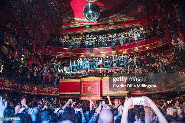 Ty Taylor of Vintage Trouble performs in the crowd during the bands sold out show at KOKO on March 31, 2015 in London, United Kingdom.