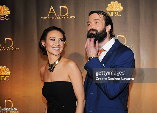 Actors Claire Cooper and Emmett Scanlan attend "A.D. The Bible Continues" New York Premiere Reception at The Highline Hotel on March 31, 2015 in New...