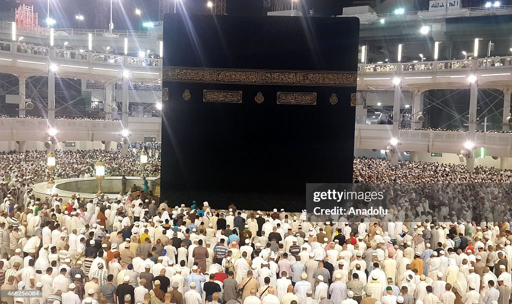 Muslims circumambulating the Kaaba, in Mecca during the Umrah
