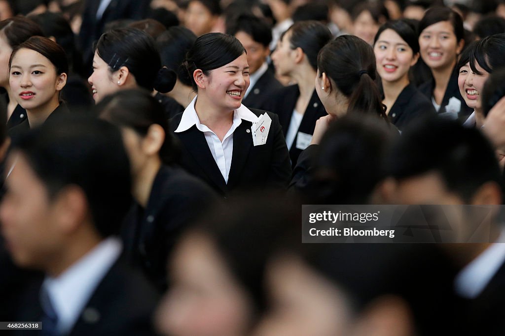 Japan Airlines Corp. New Hires Attend Initiation Ceremony