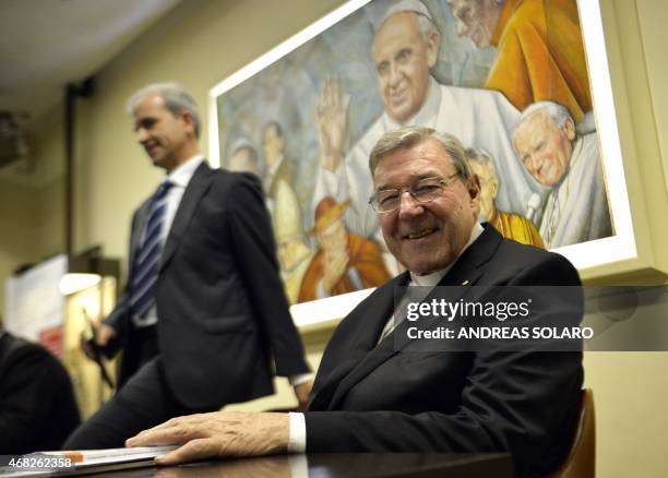 Australian Cardinal George Pell , Prefect of the Secretariat for the Economy of the Holy See, attends a press conference with Italian writer...