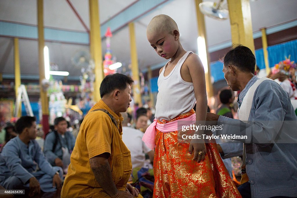 Buddhist Monks Gather For Poy Sang Long Ordination Ceremony