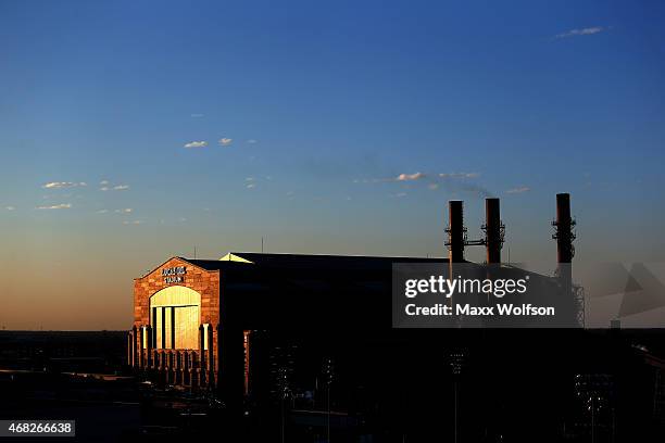 Lucas Oil Stadium, home of the 2015 Final Four, is seen on March 31, 2015 in Indianapolis, Indiana.