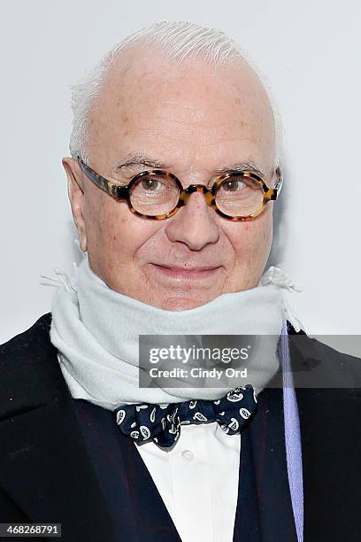 Designer Manolo Blahnik attends the Manolo Blahnik presentation during Mercedes-Benz Fashion Week Fall 2014 at Paul Kasmin Gallery on February 9,...