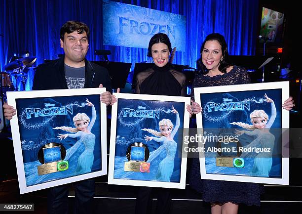 The songwriters and performer of Disney's "Frozen" were presented with gold records commemorating the Oscar®-nominated single, "Let It Go" from the...
