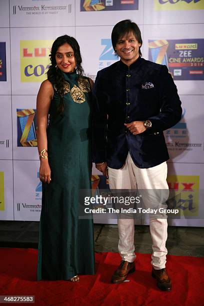 Vivek Oberoi with his wife Priyanka at the Zee Cine Awards 2014 in Mumbai.
