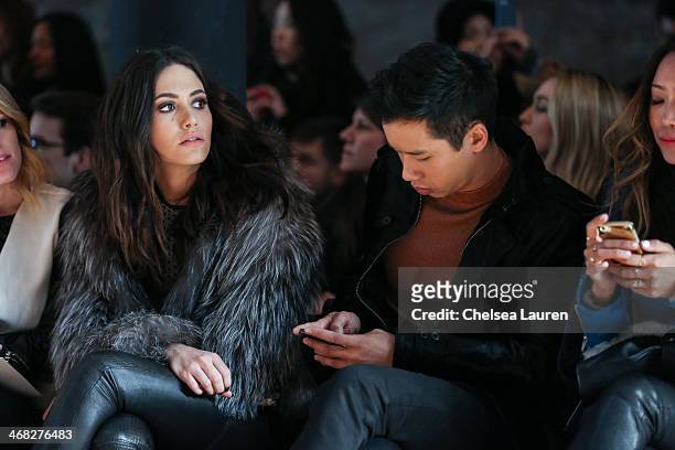 Actress Emmy Rossum and blogger Jared Eng attend the Yigal Azrouel fashion show on February 9, 2014 in New York City.
