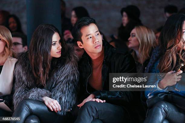 Actress Emmy Rossum and blogger Jared Eng attend the Yigal Azrouel fashion show on February 9, 2014 in New York City.