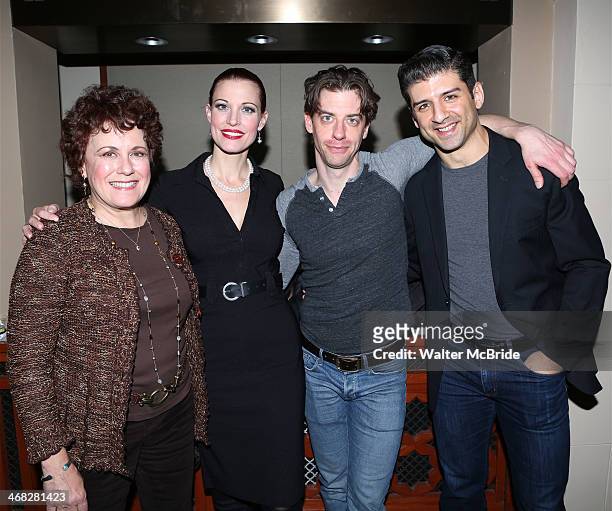 Judy Kaye, Rachel York, Christian Borle and Tony Yazbeck attend the closing night reception for the Encores! production of 'Little Me' at the New...