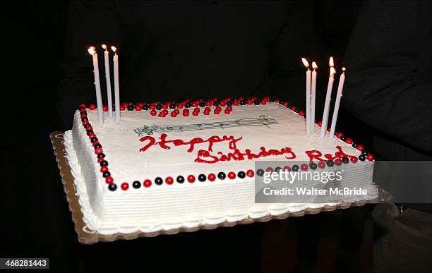 Seymour Red Press celebrates his birthday ay the closing night reception for the Encores! production of 'Little Me' at the New York City Center on...