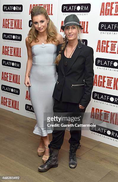 Actress Dani Dyer and Jo Mas attend a private screening of "Age Of Kill" at Ham Yard Hotel on April 1, 2015 in London, England.