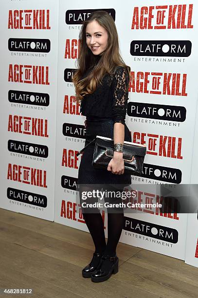 Dominique Provost-Chalkley attends a private screening of "Age Of Kill" at Ham Yard Hotel on April 1, 2015 in London, England.